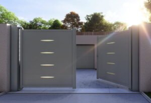 portail aluminium design avec inserts alu ellipse