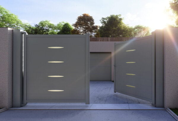 portail aluminium design avec inserts alu ellipse